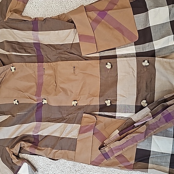 Burberry Brown and Purple Plaid Midi Dress - Picture 5 of 7